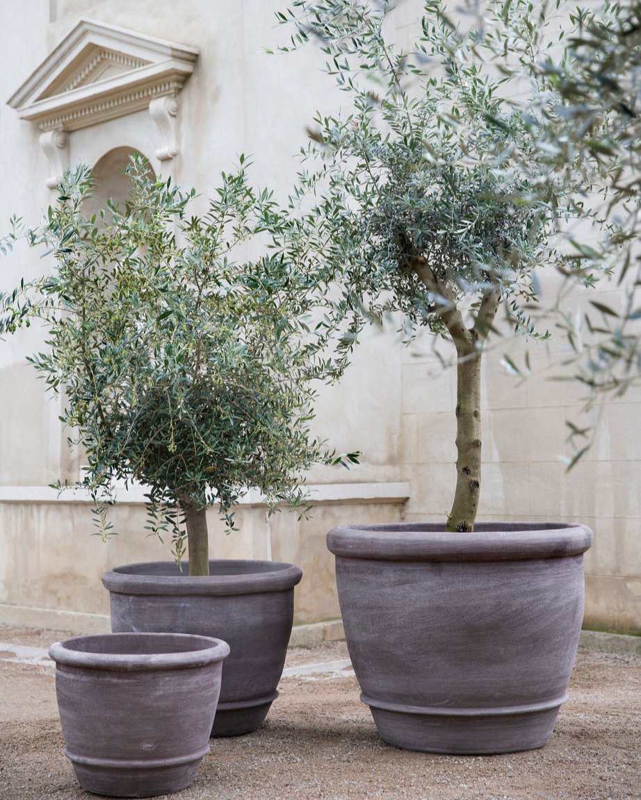 large grey plant pots outdoor Campana - Grey